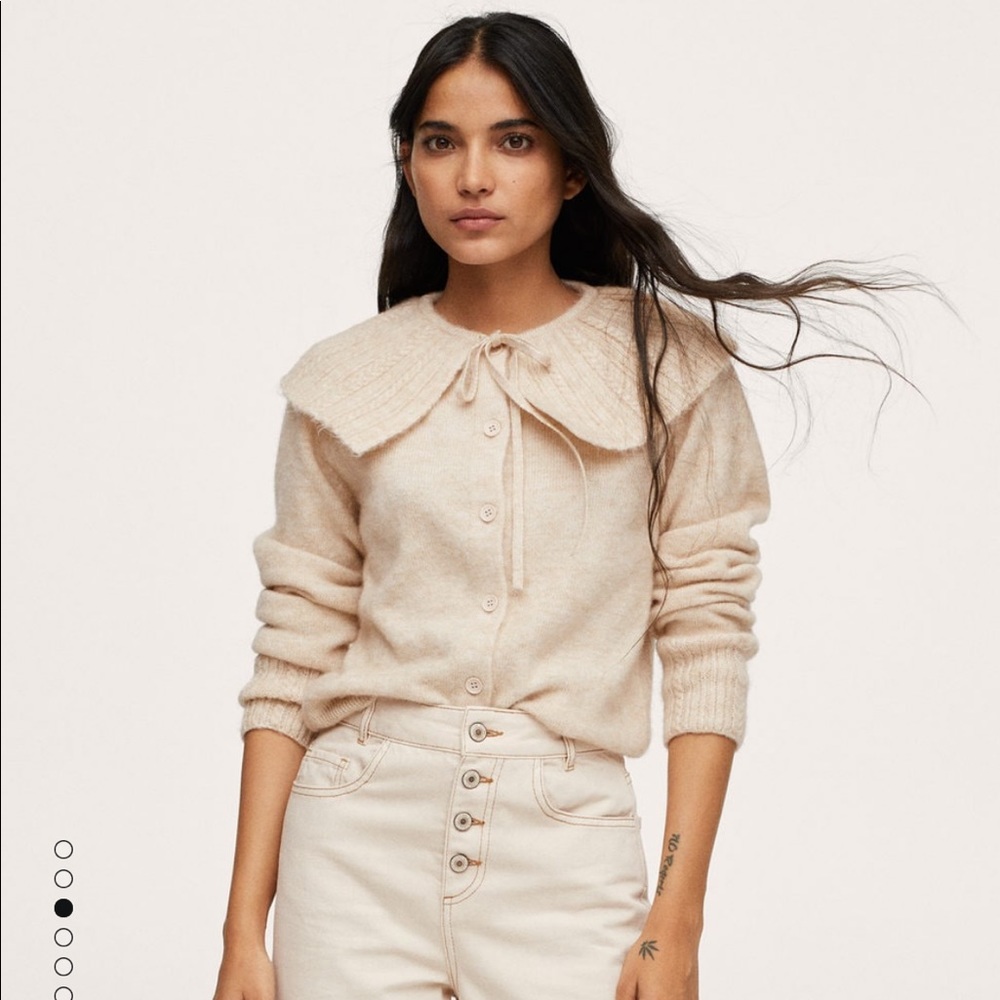 Mango MNG Babydoll Cardigan - NWOT, Small, Beige